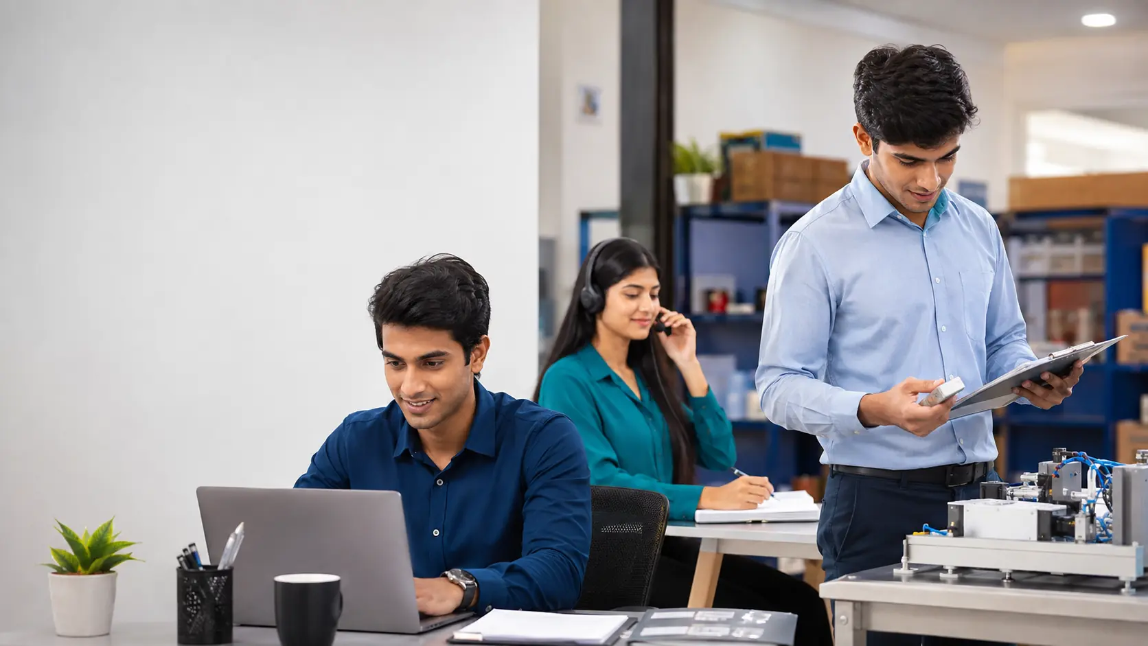 Young Indian learners participating in practical workplace role training